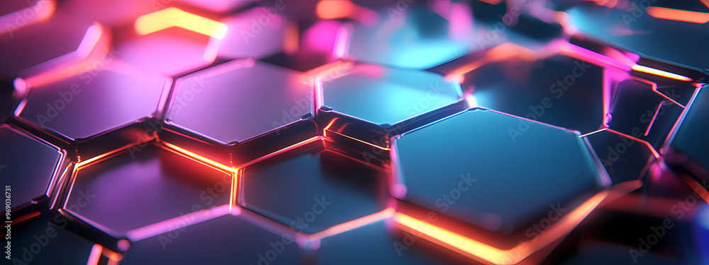 Abstract Neon Hexagonal Network Abstract Neon Hexagonal Network