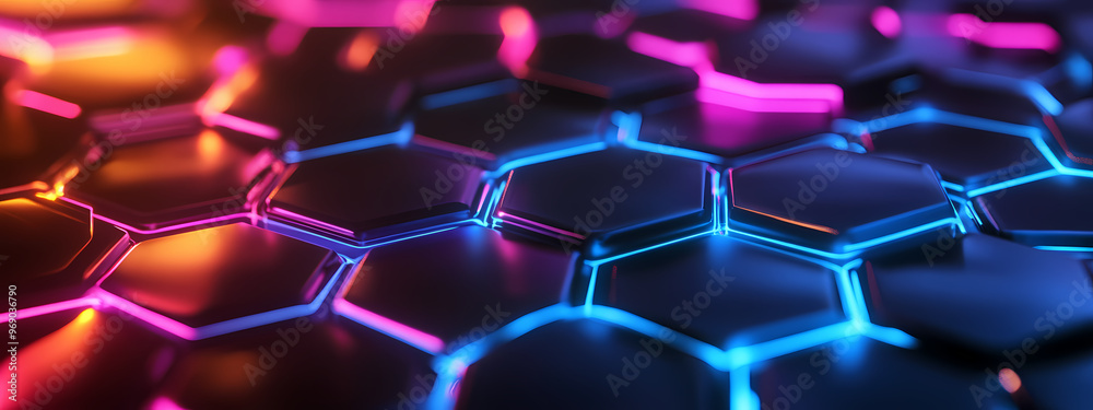 Abstract Neon Hexagonal Network Abstract Neon Hexagonal Network