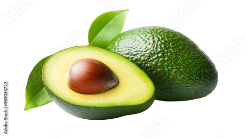Fresh Avocado with Green Leaves and a Colorful Background
