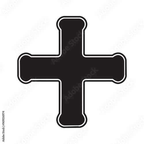 Christian Cross Silhouette Clipart - Traditional Cross vector illustration in black and white