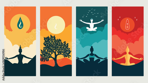 Yoga Icons Background Templates Collection