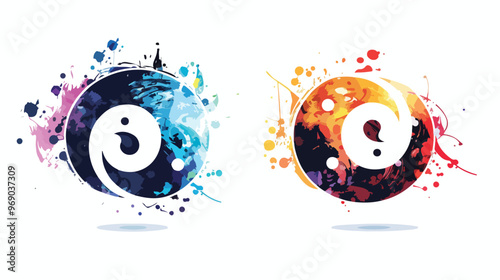 Conceptual Yin Yang Symbols Vector Illustration
