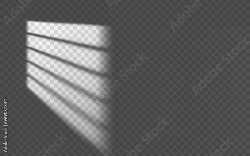 Light effect shadow overlay from blind isolated transparent background. Shade from the jalousie.