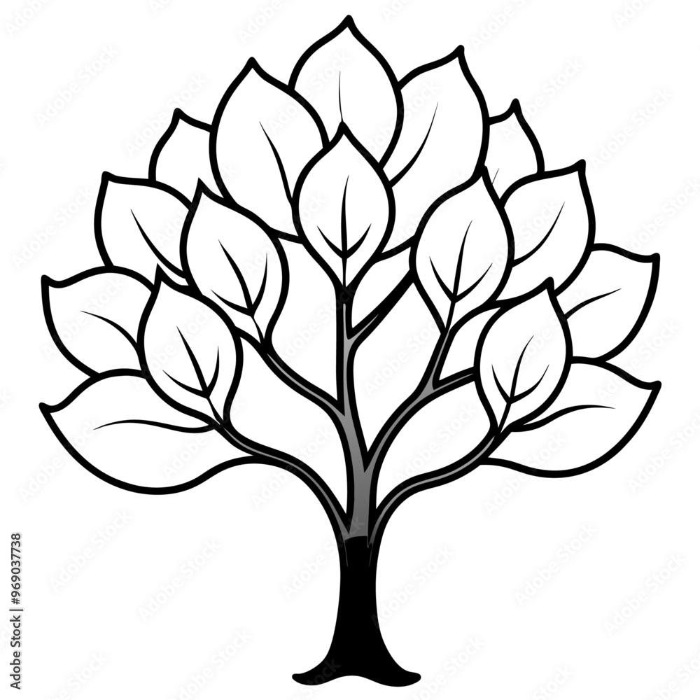 Obraz premium magnolia tree outline coloring book page line art drawing
