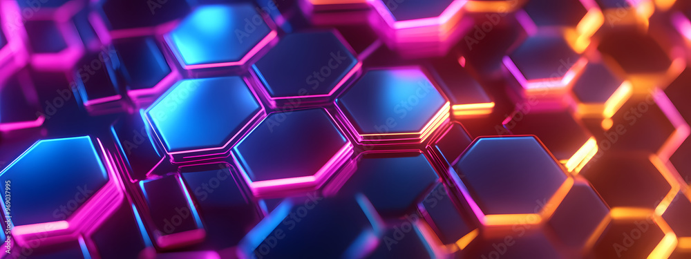 Abstract Neon Hexagonal Network Abstract Neon Hexagonal Network