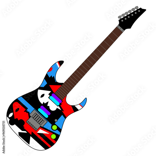 Electric guitar. 6 string. Flat vector illustration.
