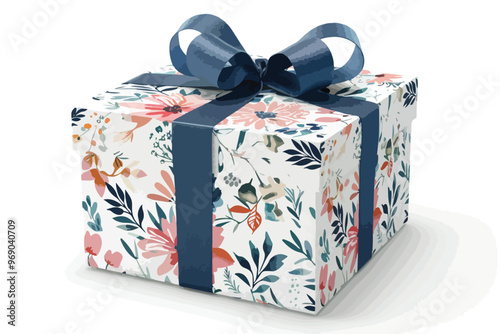 Elegant Gift Box Template with Floral Pattern Clipart