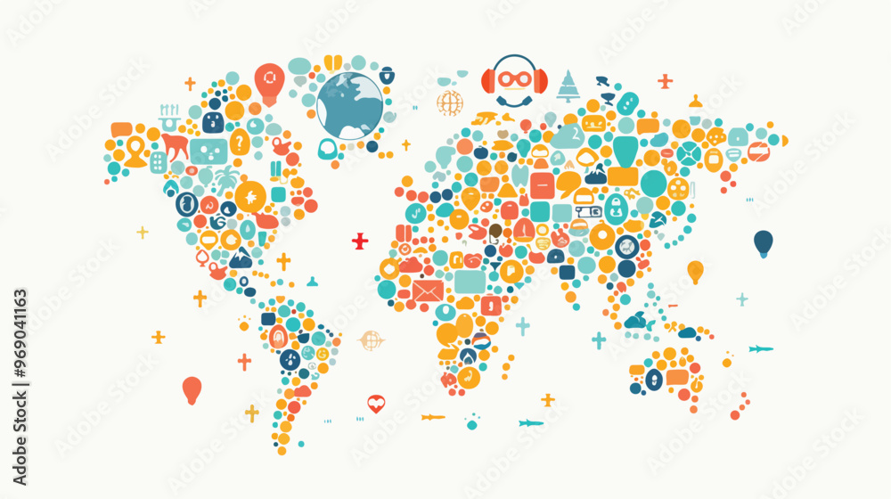 Fototapeta premium Global Communication Flat Vector Isolated on White Background
