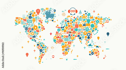 Global Communication Flat Vector Isolated on White Background