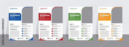 Modern Business A4 Flyer Templates Bundle – 4 Different Color Variations