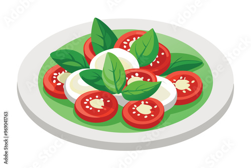 Caprese salad, vector illustration on white background