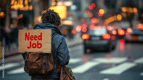 A man is holding a sign that says 