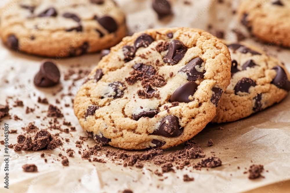 A pile of chocolate chip cookies A pile of chocolate chip cookies