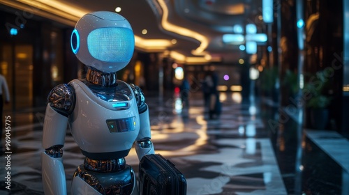 Wallpaper Mural Autonomous AI-managed hotel check-ins and concierge services: A hotel where AI-powered robots greet guests, check them in, and handle their luggage. Torontodigital.ca