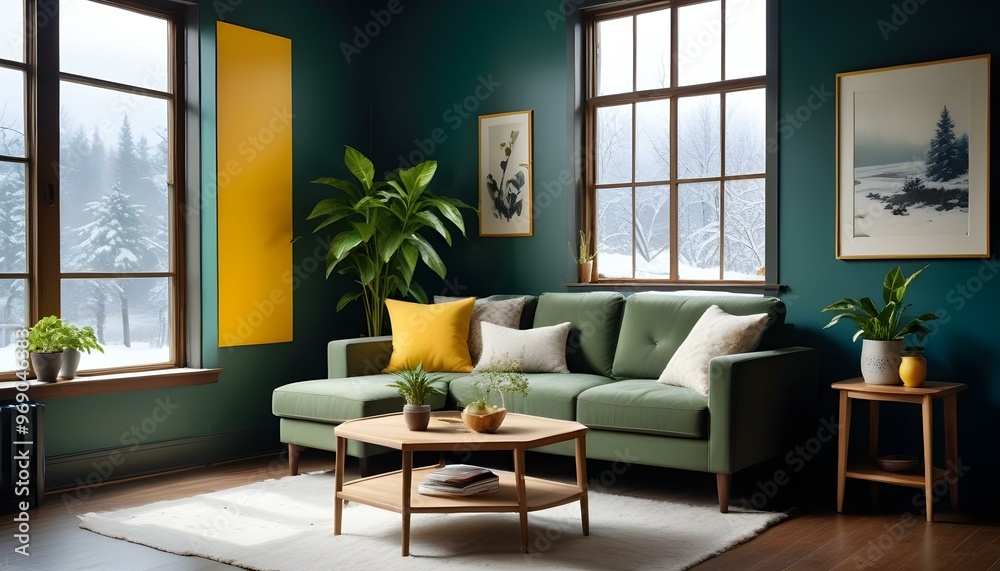 Photo modern style interior room 3d illustration Interior frame living room with colorful white sofa,led with blank frame Photo modern style interior room 3d illustration Interior frame living room with colorful white sofa,led with blank frame