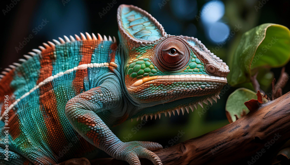 Kolorowy kameleon makro Kolorowy kameleon makro