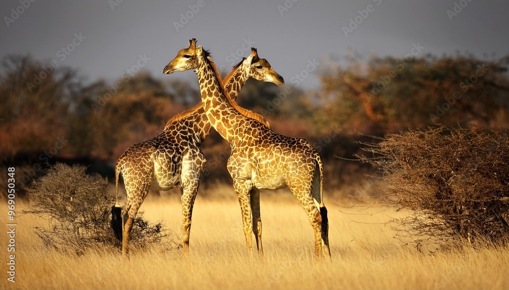 Obraz premium Sleek gold giraffe with patterned spots
