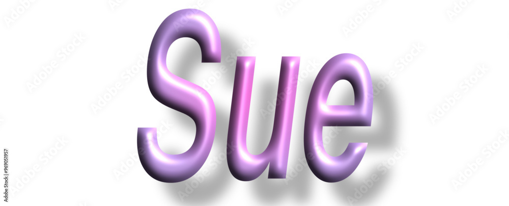 Sue -  pink color - female name - three-dimensional effect tubular writing - Vector graphics - Word for presentations, greetings, banners, card, prints, cricut, silhouette, sublimation	