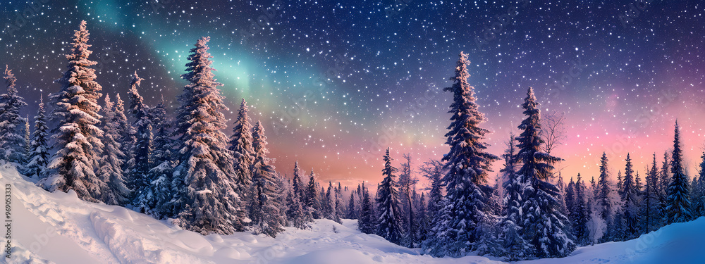 Starry Night Over Snowy Trees Starry Night Over Snowy Trees