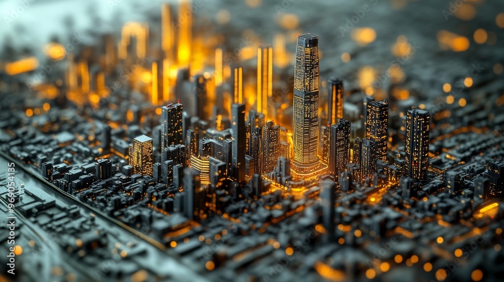 Futuristic AI-powered urban planning systems designing efficient cities