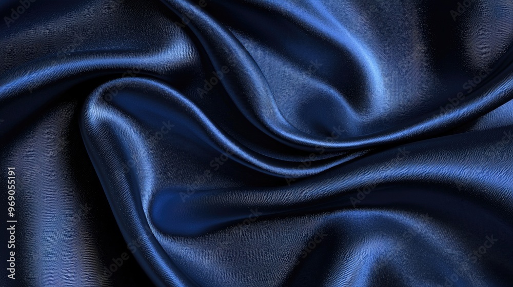 Fototapeta premium Navy blue elegant soft silk satin background with space for design