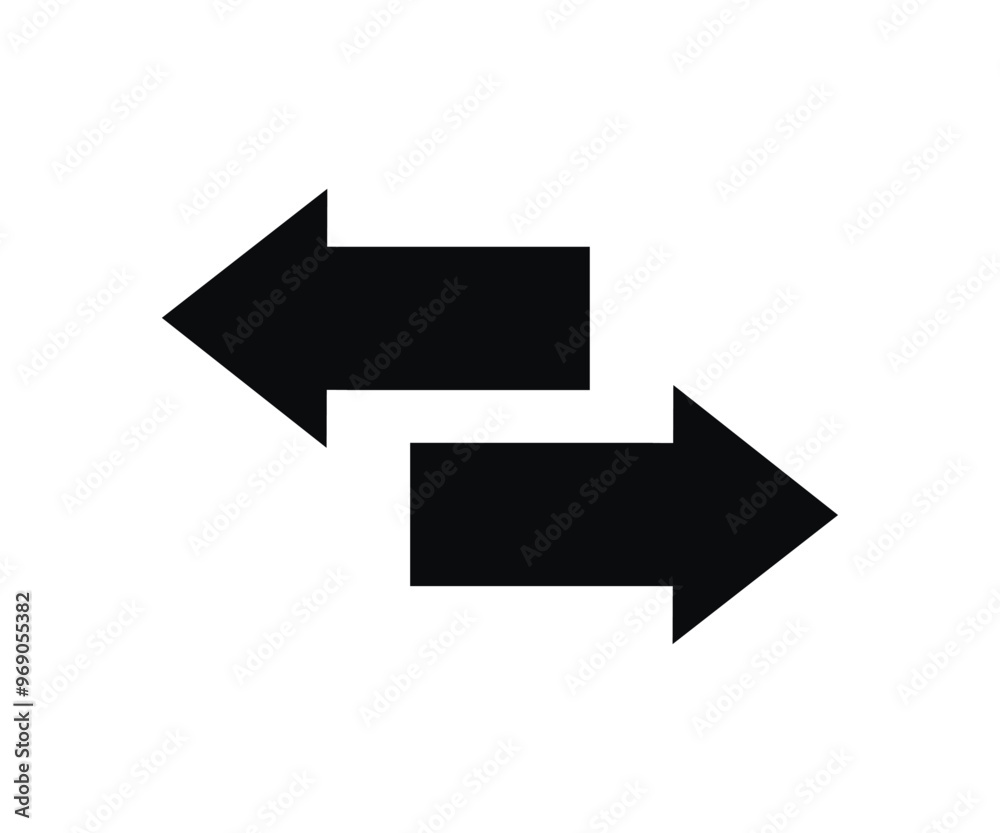 Arrows data transfer icon, exchange arrow icon. Left right arrows. Swap icon with two arrows vector design and illustration. Arrows data transfer icon, exchange arrow icon. Left right arrows. Swap icon with two arrows vector design and illustration.