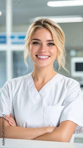 Warm Welcome Portrait of a Smiling Hospital Receptionist at the Front Desk Ready to Assist Patients and Visitors with a Friendly Attitude Free Download Warm Welcome Portrait of a Smiling Hospital Receptionist at the Front Desk Ready to Assist Patients and Visitors with a Friendly Attitude - GFXLoad