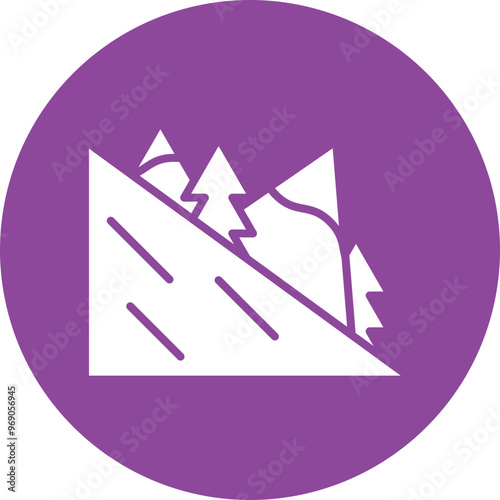 Ski Slope glyph circle icon