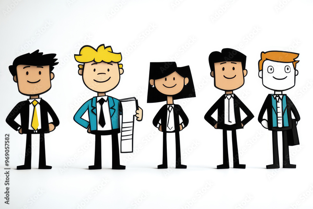 An image featuring a team of animated business professionals dressed in formal attire. They are standing in a clean and modern white environment, conveying a sense of unity and professionalism. An image featuring a team of animated business professionals dressed in formal attire. They are standing in a clean and modern white environment, conveying a sense of unity and professionalism.