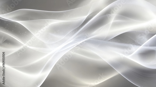 Ultra-wide background with glowing transparent white lines and waves, creating a smooth, dynamic, and flowing design