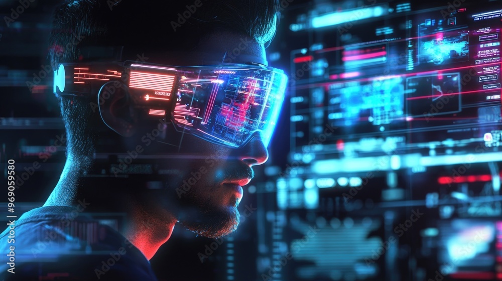 Neon holographic AR heads up display interface Neon holographic AR heads up display interface