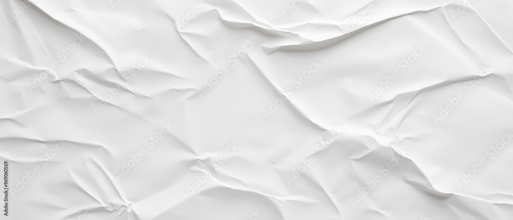 Obraz premium A close-up of crumpled white paper. The paper has various folds, creases, and wrinkles creating a textured surface with subtle shadows and highlights. Generative AI