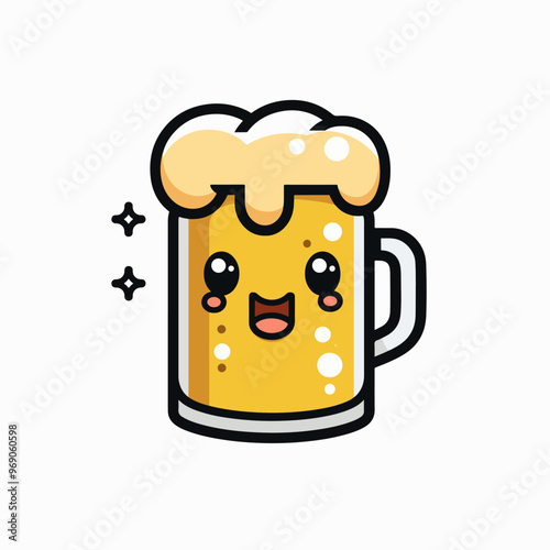 Happy cartoon beer mug with a frowning foam top