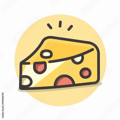 Cheese slice icon logo in comic style. Milk food cartoon vector illustration