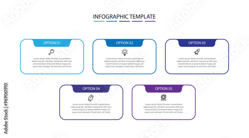Design template infographic vector with icons and 5 step can be used for workflow, business information, and web graphic design 