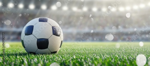Soccer ball on grass in a r...