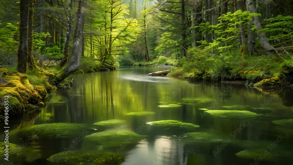 Serene River in a Lush Forest Serene River in a Lush Forest