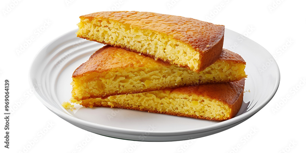 Cornbread Slices on Plate Transparent Background Cornbread Slices on Plate Transparent Background