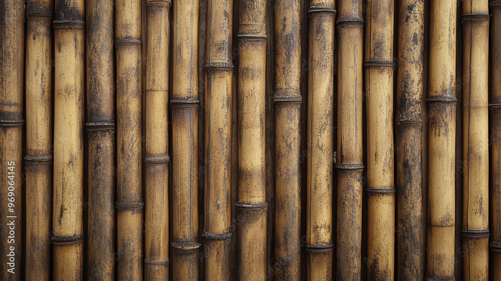A bamboo fence background with a detailed texture of natural wood A bamboo fence background with a detailed texture of natural wood