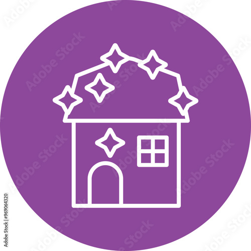 Clean house line circle icon