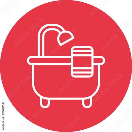 Bathtub line circle icon