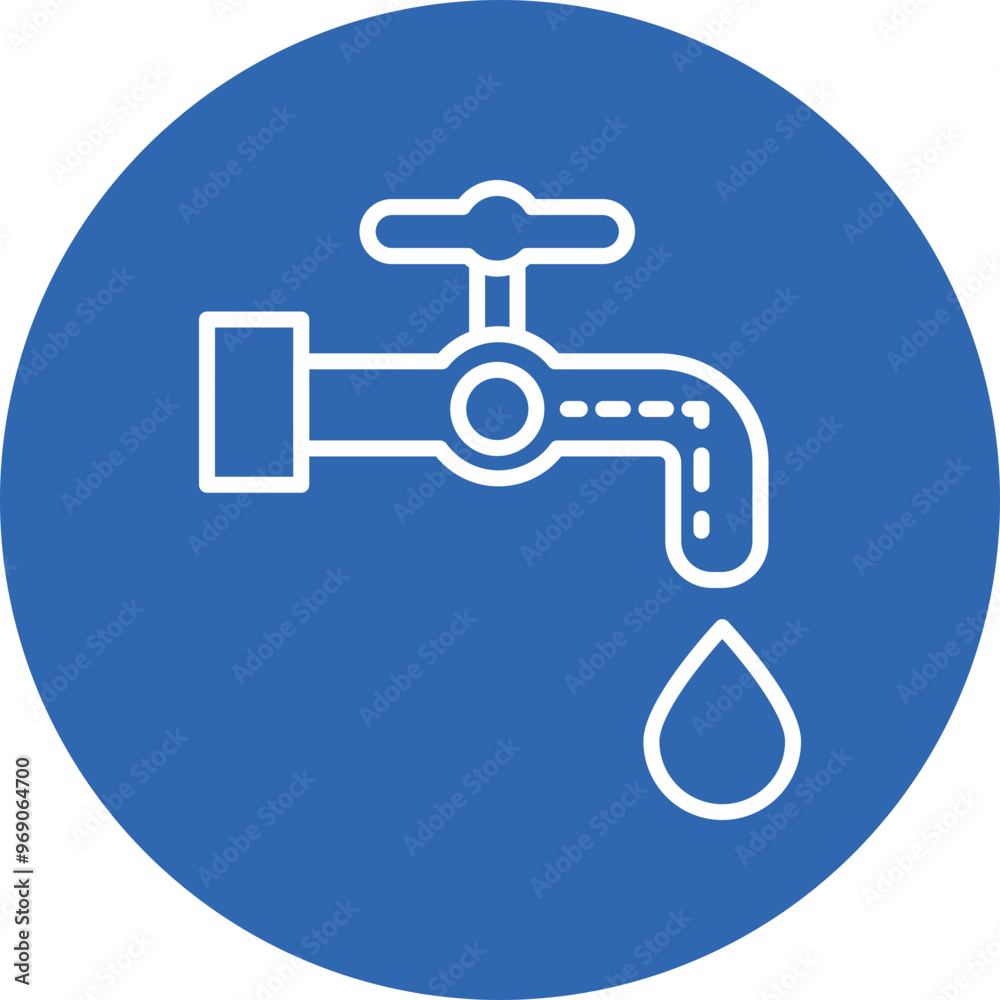 Water tap line circle icon Water tap line circle icon