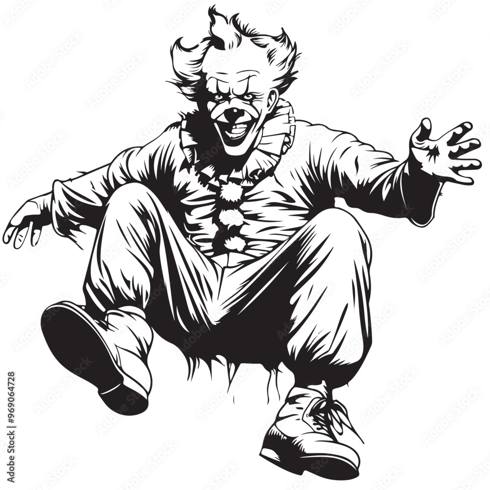 Fototapeta premium Circus clown in action vector image. circus clown in action stock illustration