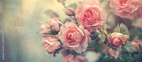 vintage rose flowers. with copy space image. Place for adding text or design