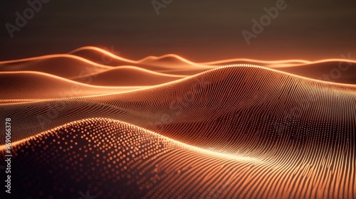 Wallpaper Mural Abstract Glowing Orange Waves Of Dotted Light In Motion Torontodigital.ca