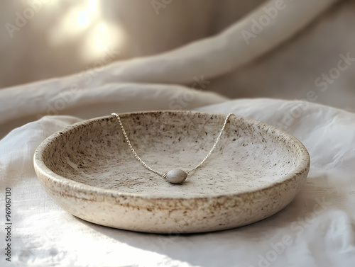 gold pendant necklace  on display photo