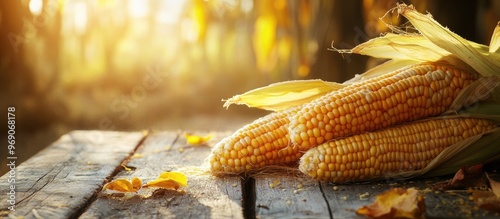 Fresh corn on the cob on a ...