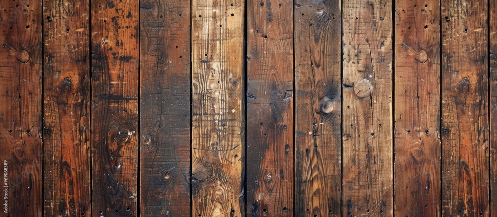 Aged pine wooden flooring marked by stains and scratches. with copy space image. Place for adding text or design
