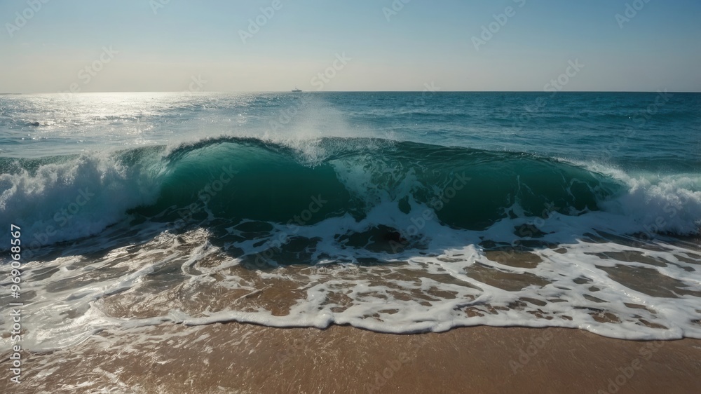 Fototapeta premium Sea, Palms, Sky, Clouds, Sunset, Sun, Beach, Surf, Tide, Sea Surf, Sand 