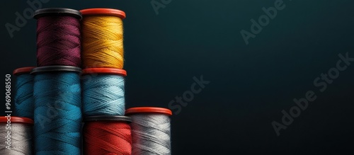 colored threads on spools. ...